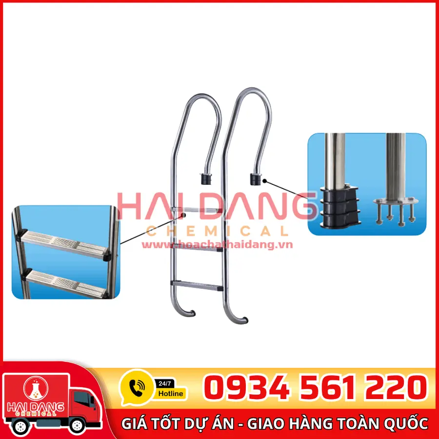 Thang Bể Bơi 2 Phần Nhập Khẩu Midas Inox 304 Bền Đẹp