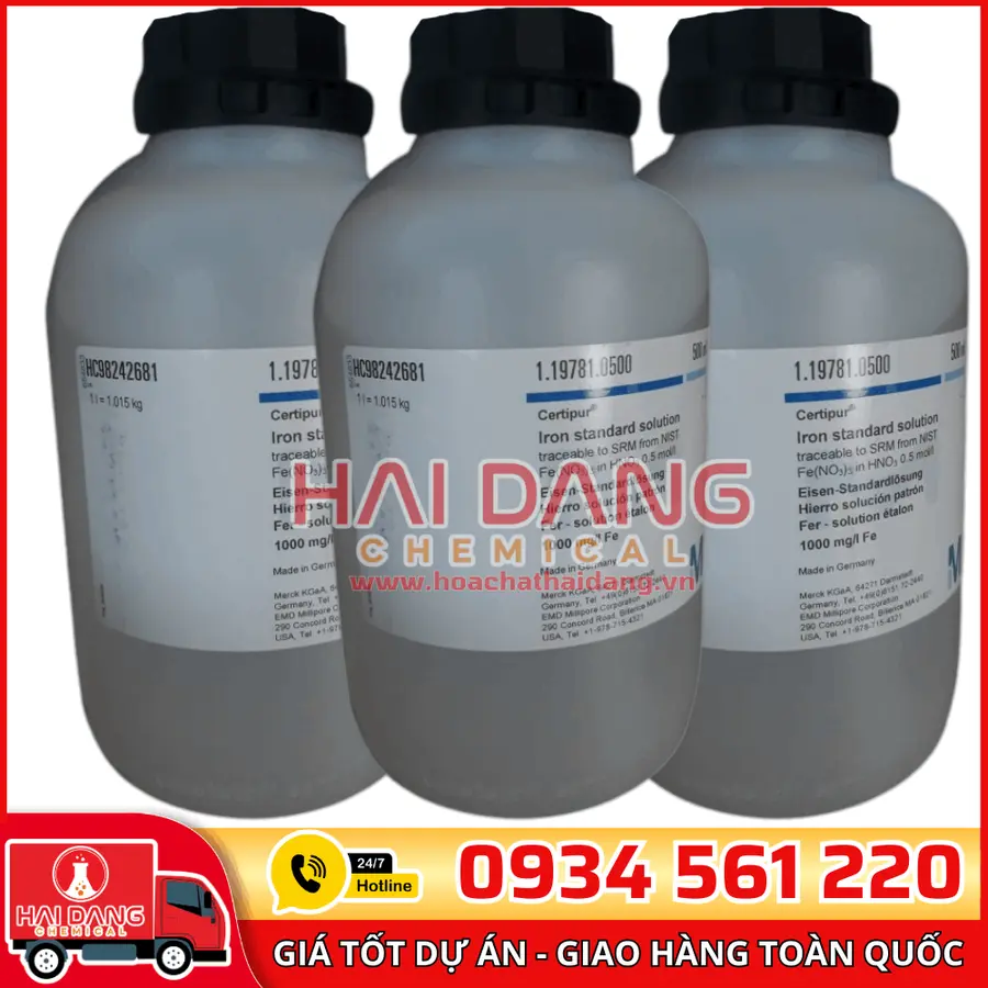 Dung dịch chuẩn Sắt (Fe) 1000 mg/L lọ 500ml - Merck