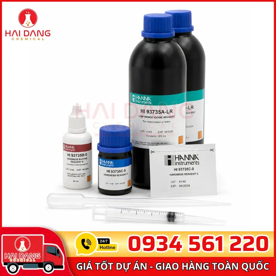 Thuốc thử Độ cứng tổng thang thấp 0 - 250mg/L, 100 lần - Hanna Ý 