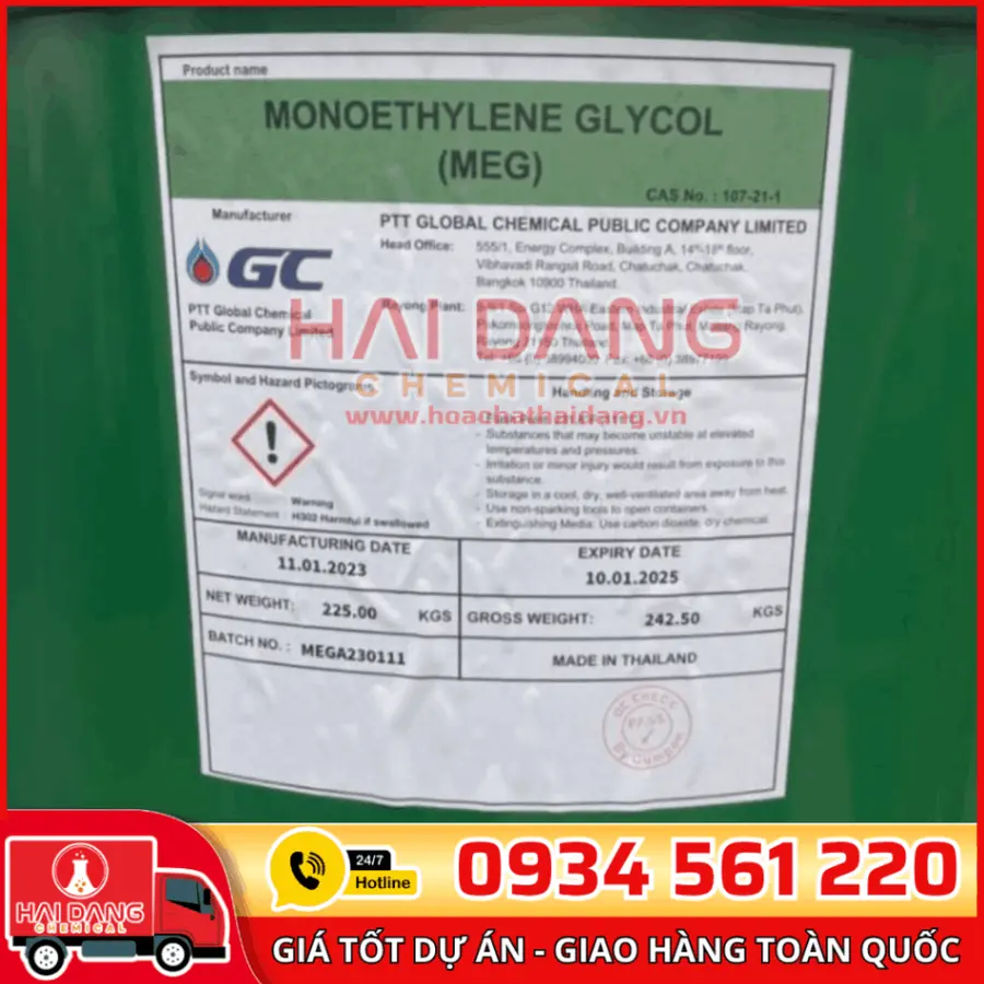 Mono Ethylene Glycol (MEG) Thái Lan Phuy 225kg