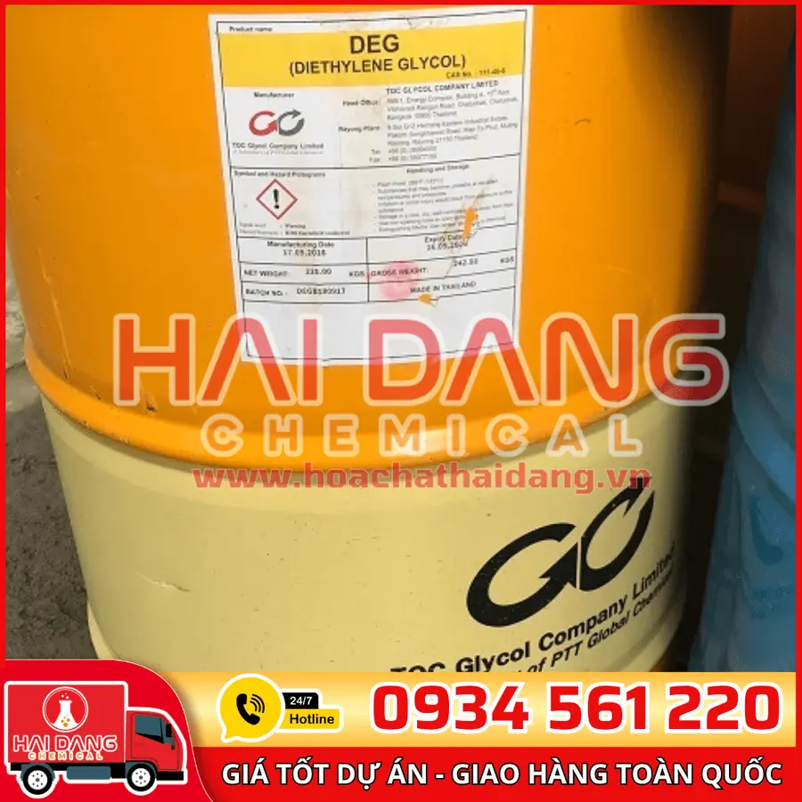 Dung Môi Diethylene Glycol C4H10O3 Thái Lan Phuy 225kg (DEG)