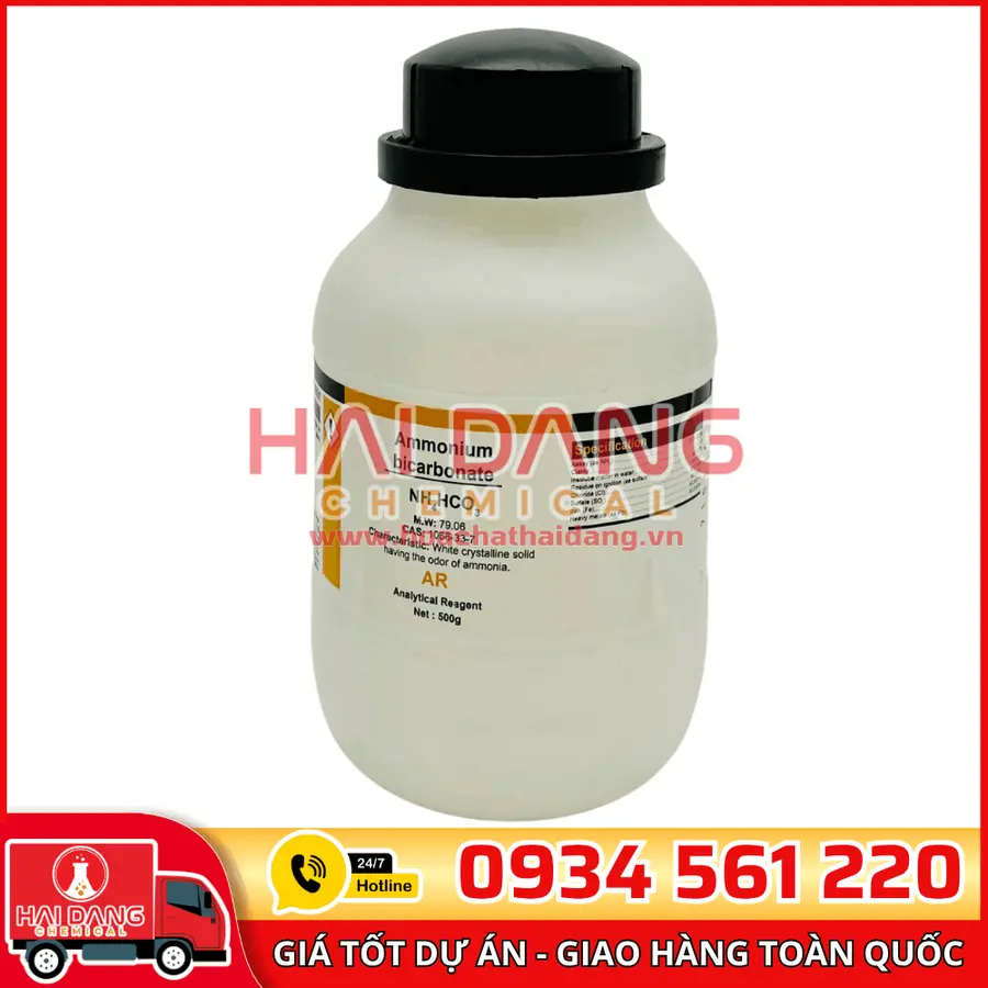 Ammonium Bicarbonate NH₄HCO₃, lọ 500g - hãng Xilong
