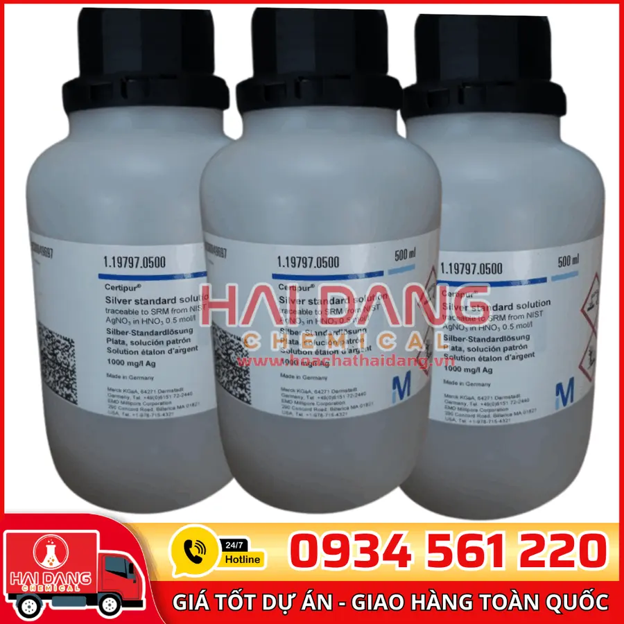 Dung dịch chuẩn Bạc (Silver) 1000 mg/L lọ 500ml - Merck