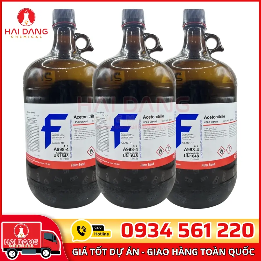 Acetonitrile  lọ 4l, hãng Fisher