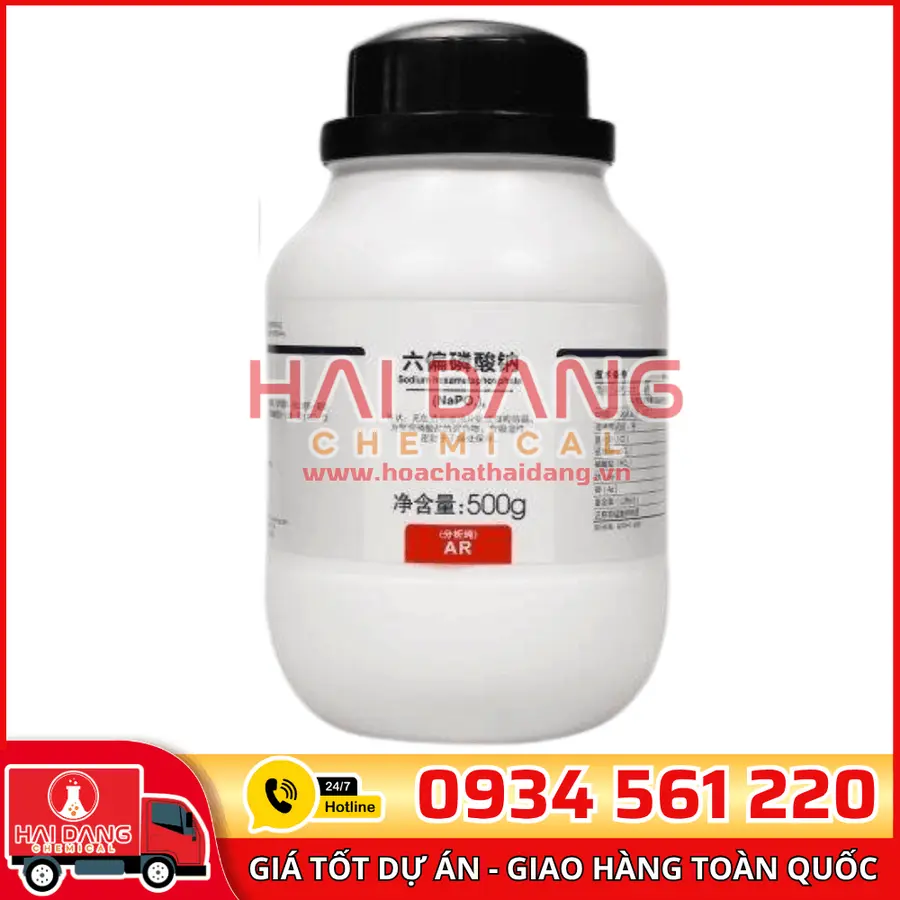 Sodium Hexametaphosphate (NaPO₃)₆, lọ 500g - hãng Xilong
