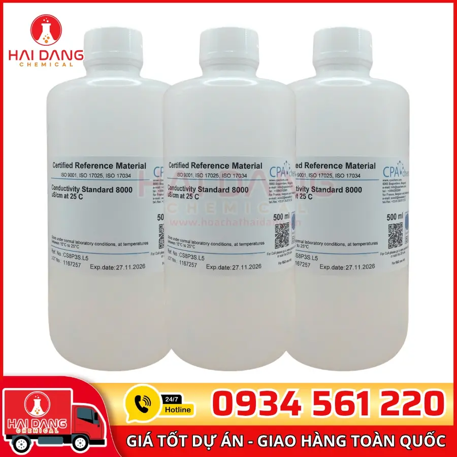 Dung Dịch Chuẩn Độ Dẫn 8000µS/cm Chai 500mL CPAchem