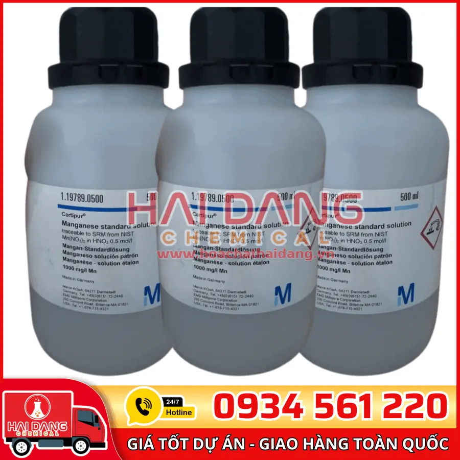 Dung dịch chuẩn Mangan (Mn) 1000 mg/L lọ 500ml – Merck