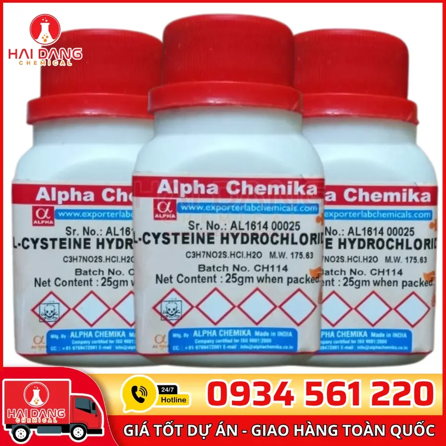 L-Cysteine Hydrochloride lọ 25g, hãng Alpha Chemika