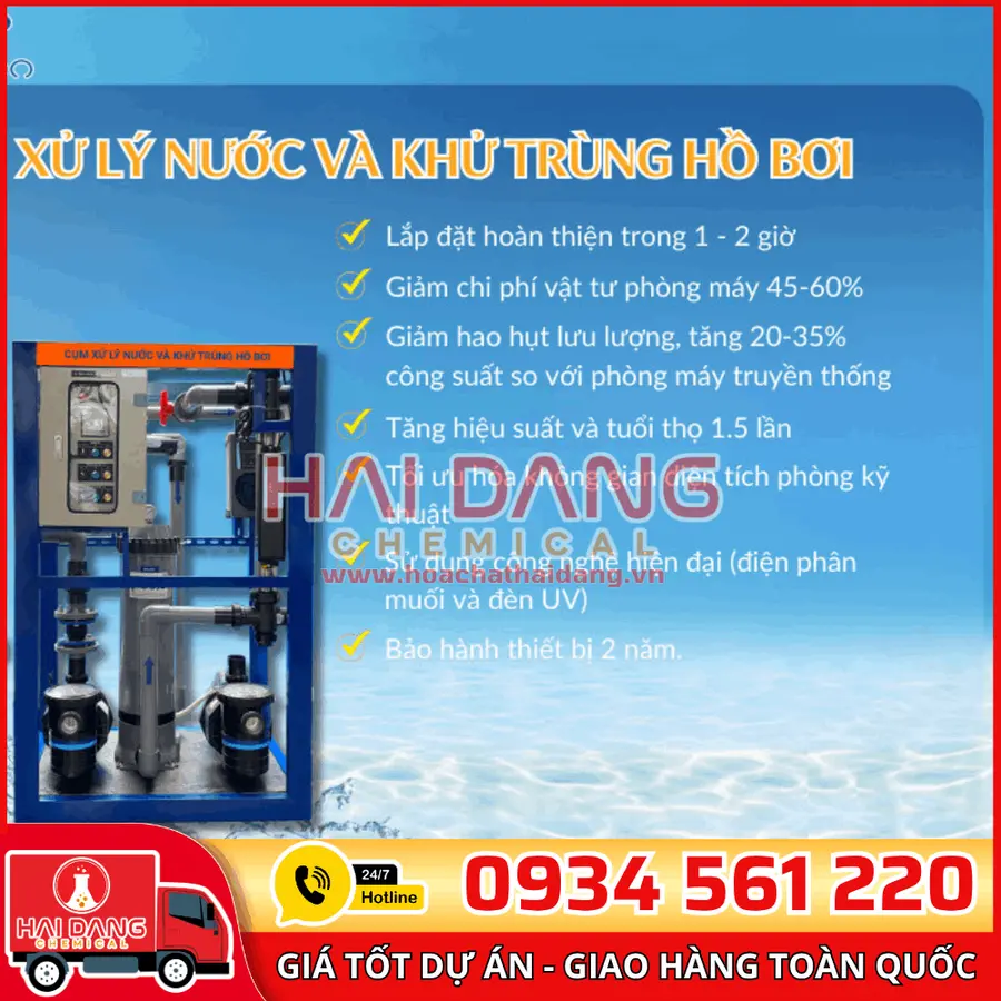 Hệ Thống Khử Trùng Bể Bơi CXL-15 Cho Bể 40–60m³ Không Hóa Chất