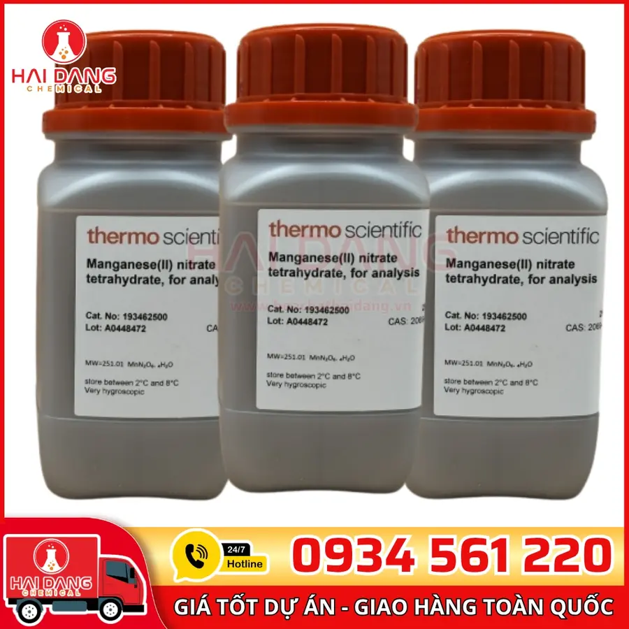 Manganese(II) nitrate tetrahydrate, for analysis  lọ 250g, hãng Fisher