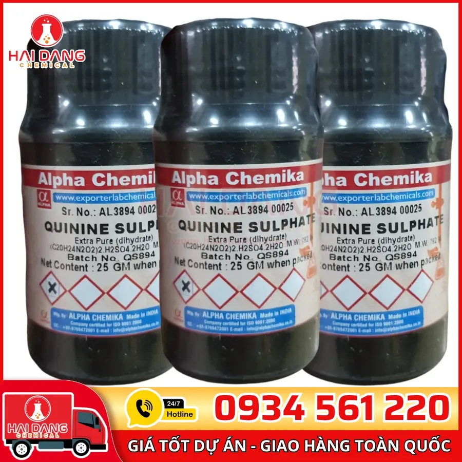 Quinine Sulphate lọ 25g, hãng Alpha Chemika