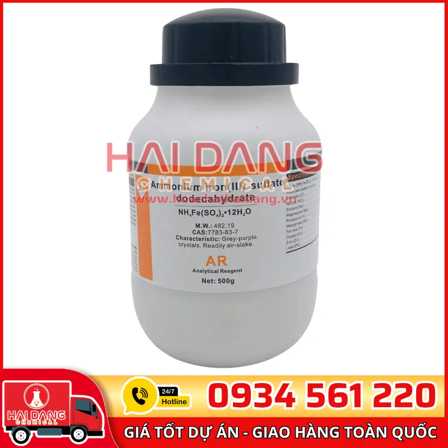Ammonium Ferric Sulfate NH₄Fe(SO₄)₂·12H₂O, lọ 500g - hãng Xilong