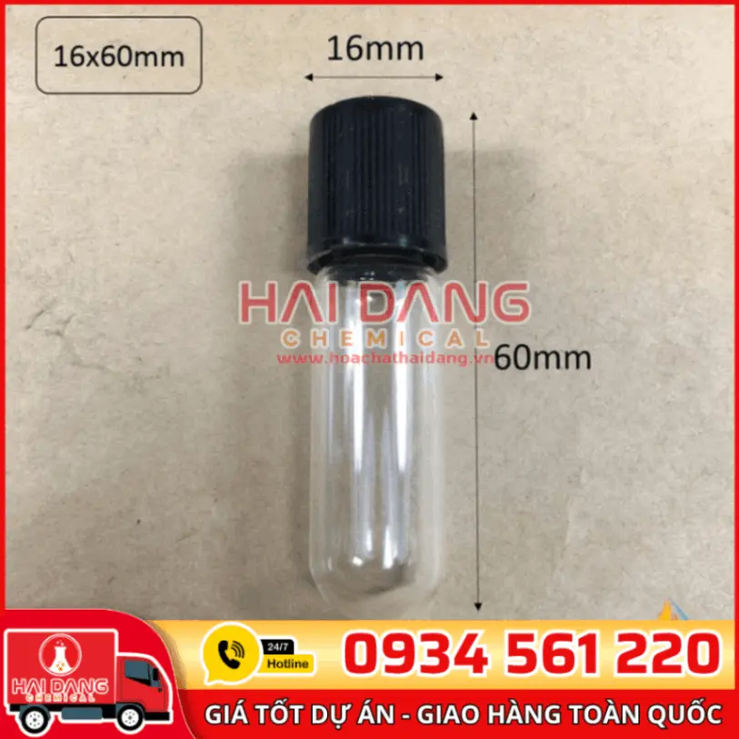 Ống nghiệm thủy tinh nắp vặn 16x100mm, Trung Quốc