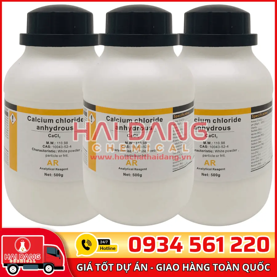 Calcium Chloride CaCl₂, lọ 500g - hãng Xilong