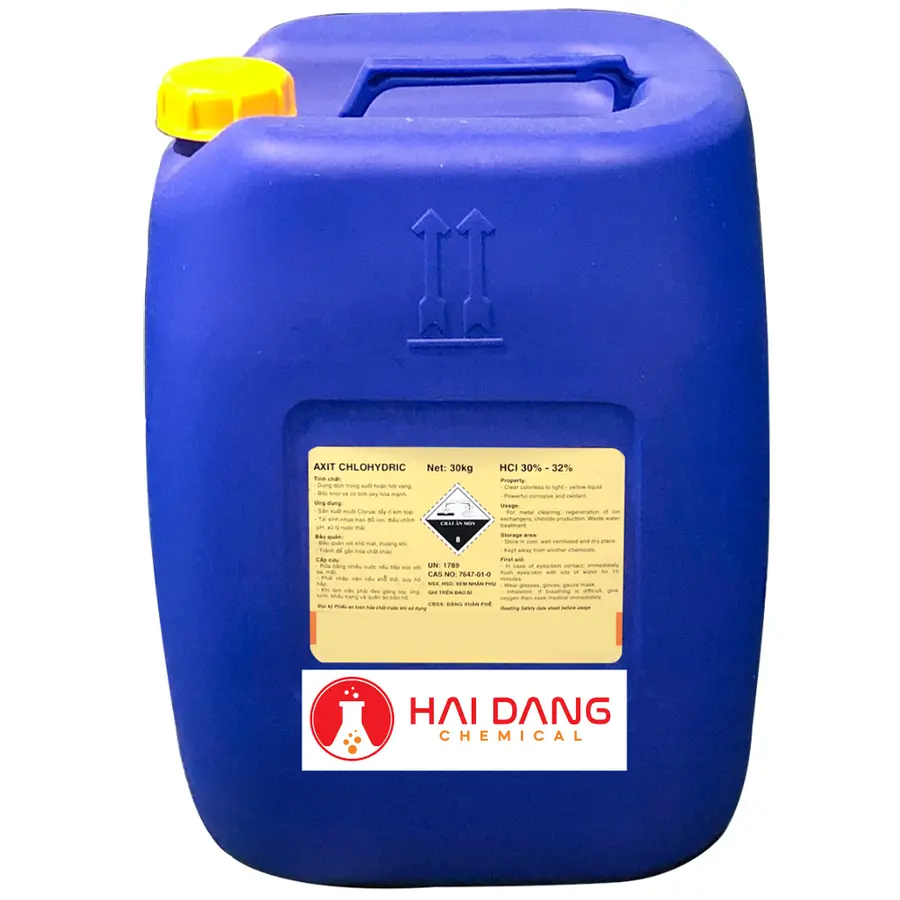 Acid Clohydric HCl 30–35% Việt Nam 30kg/can