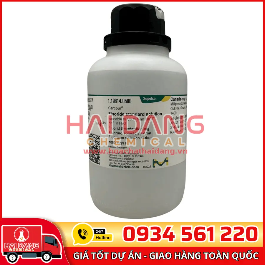 Dung dịch chuẩn Fluoride (F⁻) 1000 mg/L lọ 500 mL - Merck