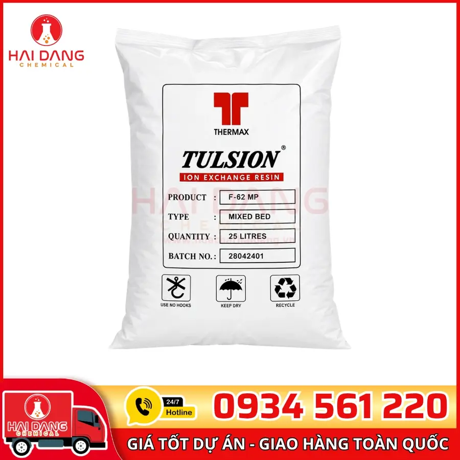Hạt Trao Đổi Ion Tulsion A32 Anion Ấn Độ Bao 25 Lít