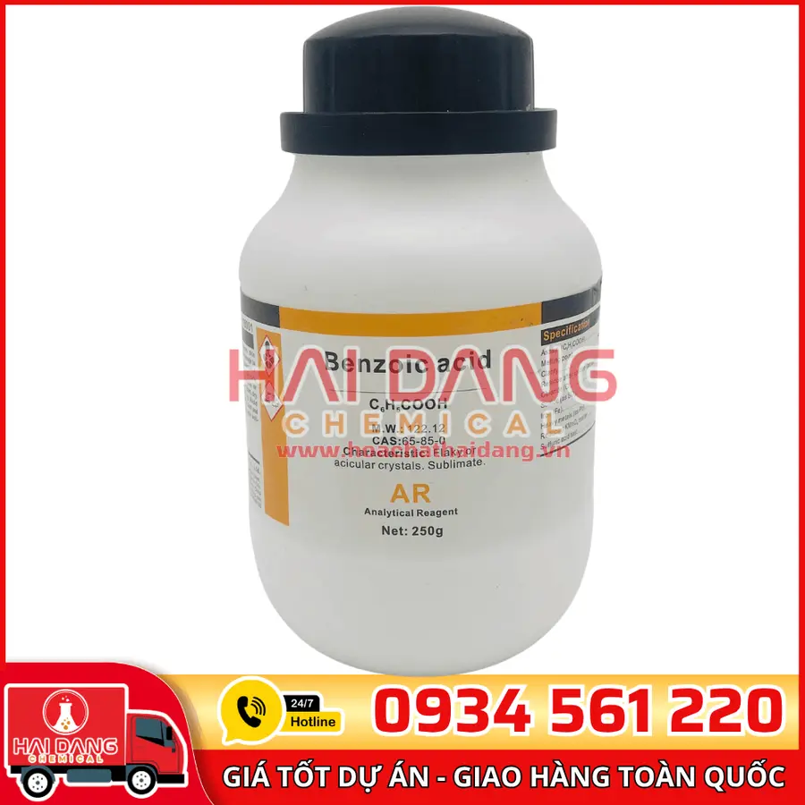 Benzoic Acid C₆H₅COOH, lọ 500g - hãng Xilong