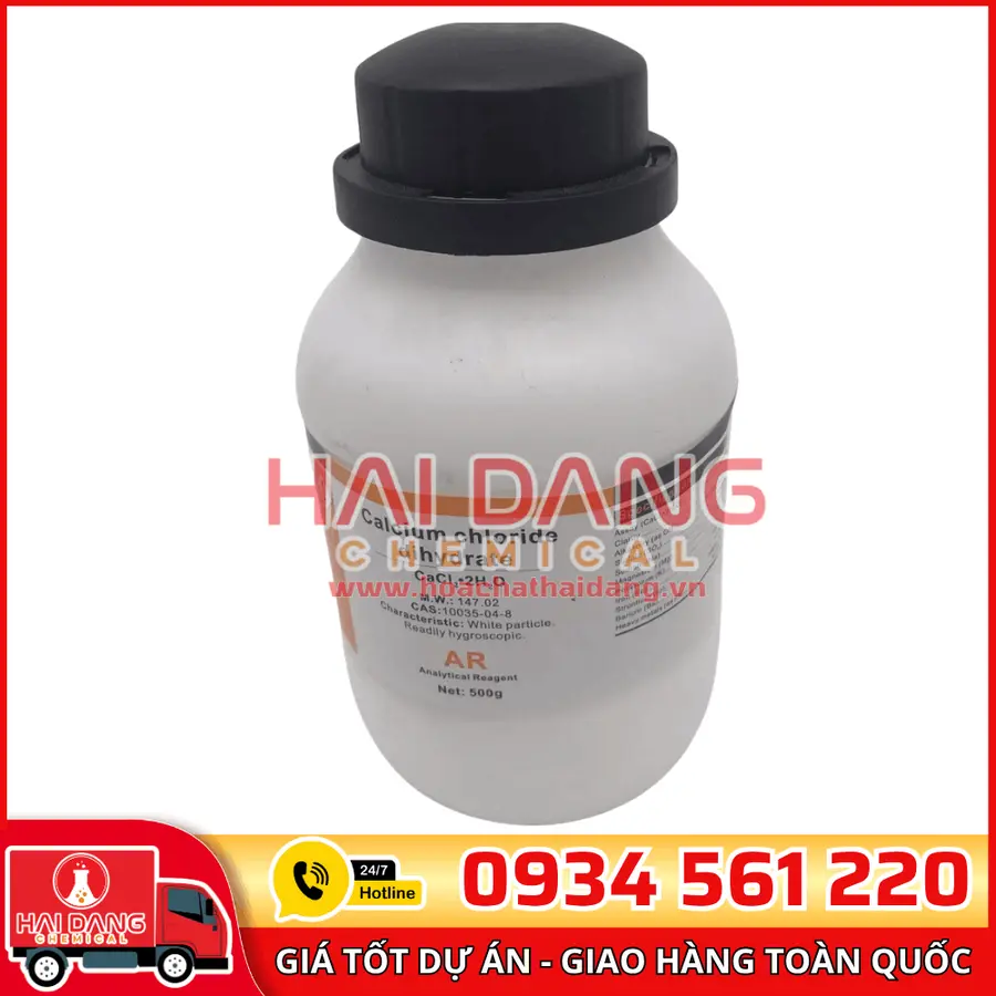 Calcium Chloride ngậm nước CaCl₂·xH₂O , lọ 500g - hãng Xilong
