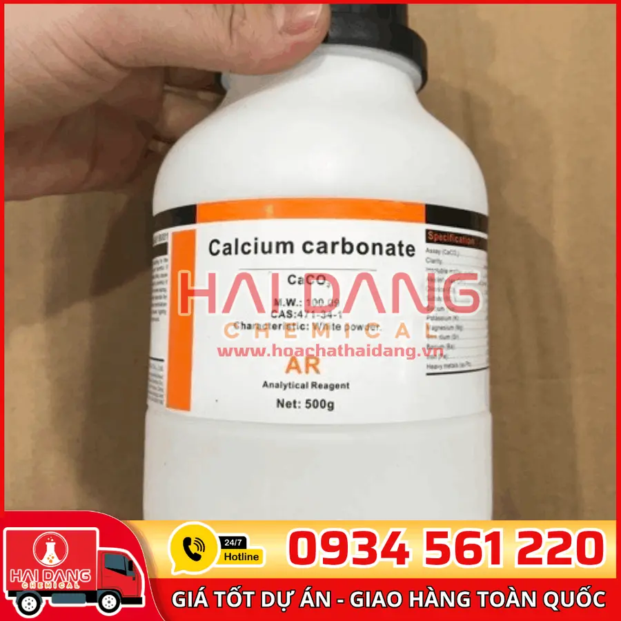 Calcium Carbonate CaCO₃, lọ 500g - hãng Xilong