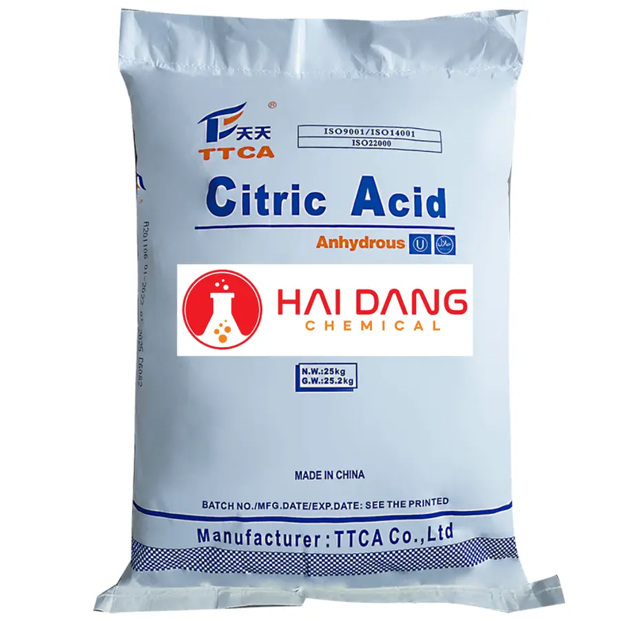 Acid Citric Anhydrous C₆H₈O₇ Trung Quốc 25kg/bao