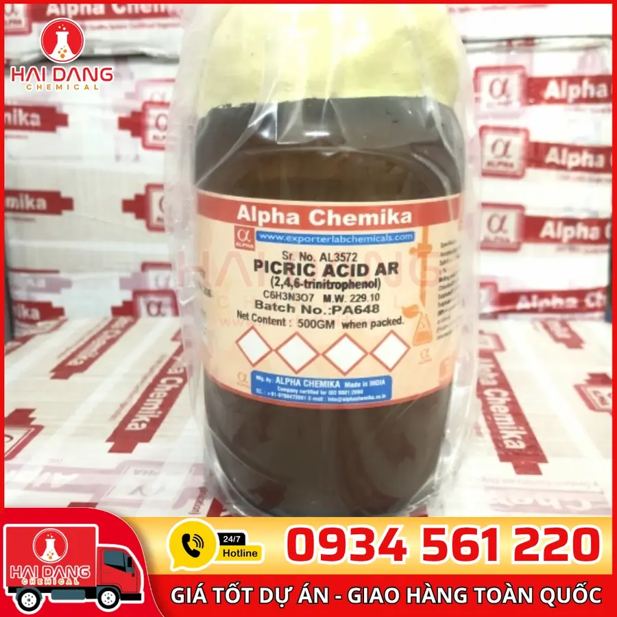 Picric Acid lọ 500ml, hãng Alpha Chemika