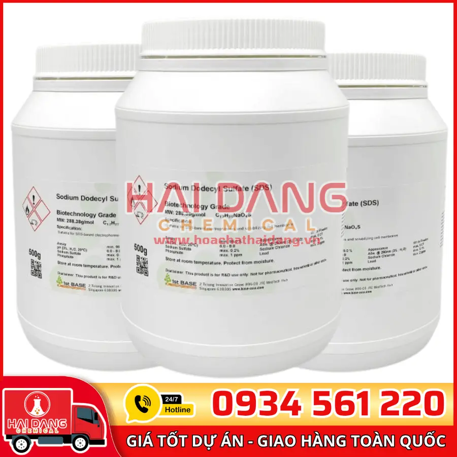 Sodium dodecyl sulfate C₁₂H₂₅SO₄Na, lọ 500g - hãng Xilong