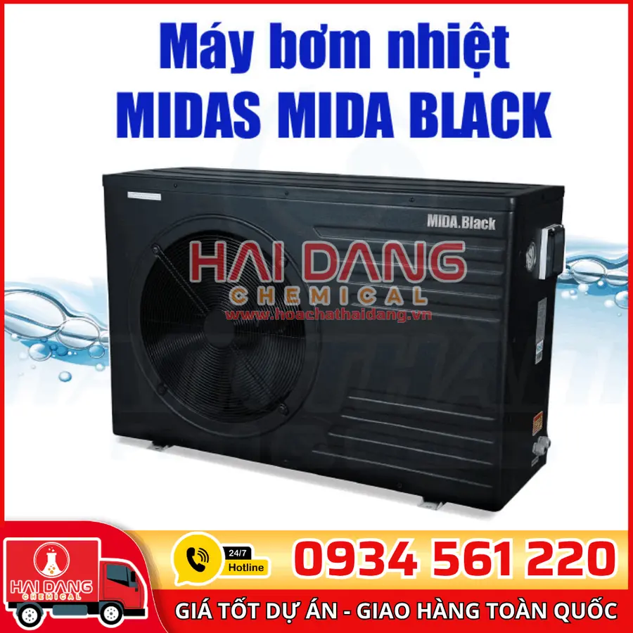 Máy Bơm Nhiệt Bể Bơi MIDA.BLACK Kèm Wifi Điều Khiển Thông Minh