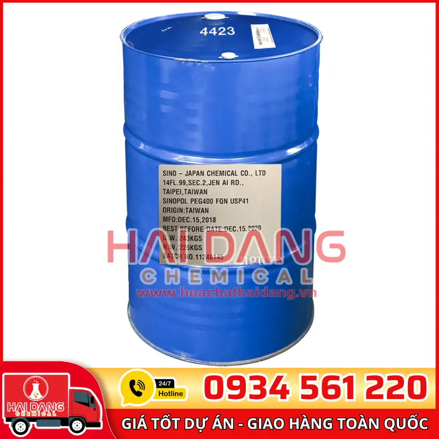 Polyethylene Glycol PEG 400 Đài Loan Phuy 225kg