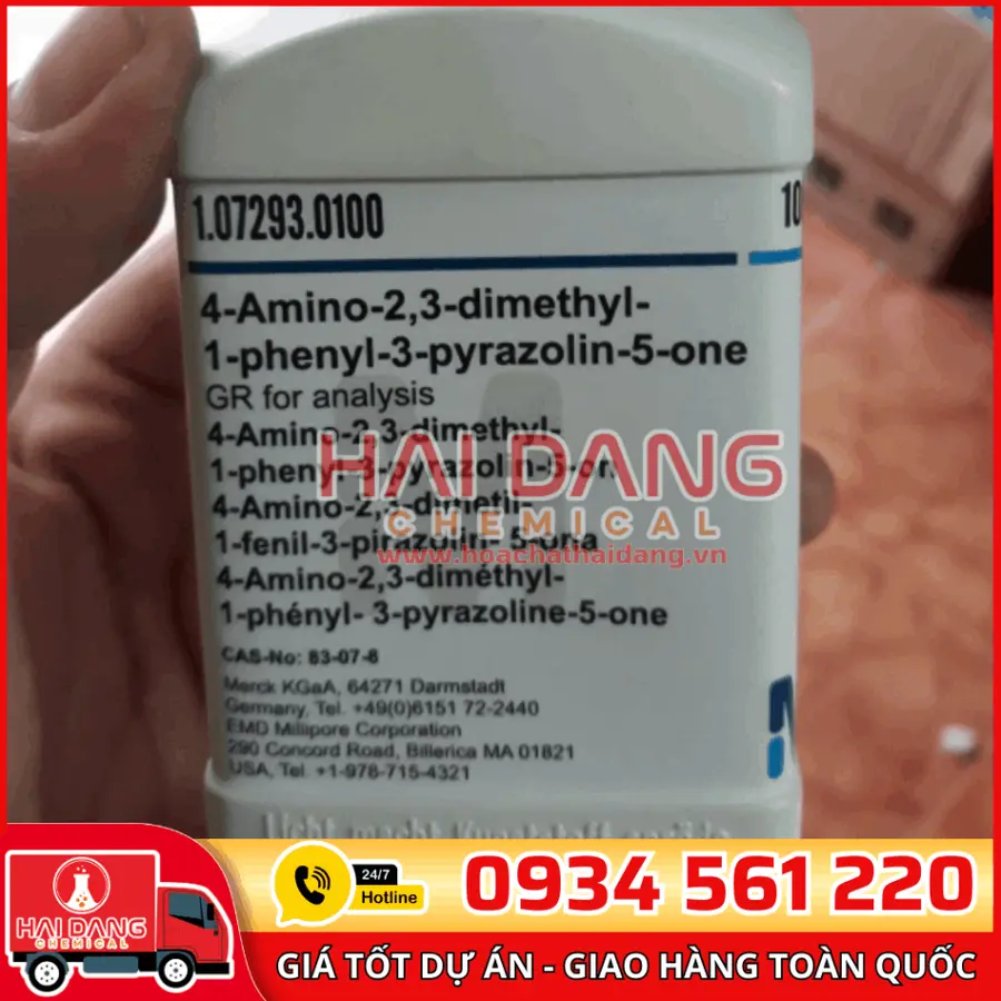 4-Amino-2,3-dimethyl-1-phenyl-3-pyrazolin-5-one (4-Aminoantipyrine) lọ 100g - Merck