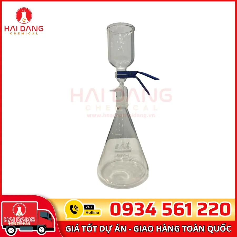 Bộ Lọc Hút Chân Không 1 Nhánh – Phễu 1000mL – Bình Hứng 5000mL – Trung Quốc