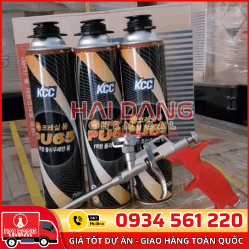 PU Foam KCC PU65 – Keo Bọt Nở Chống Cháy Hiệu Quả 750ml