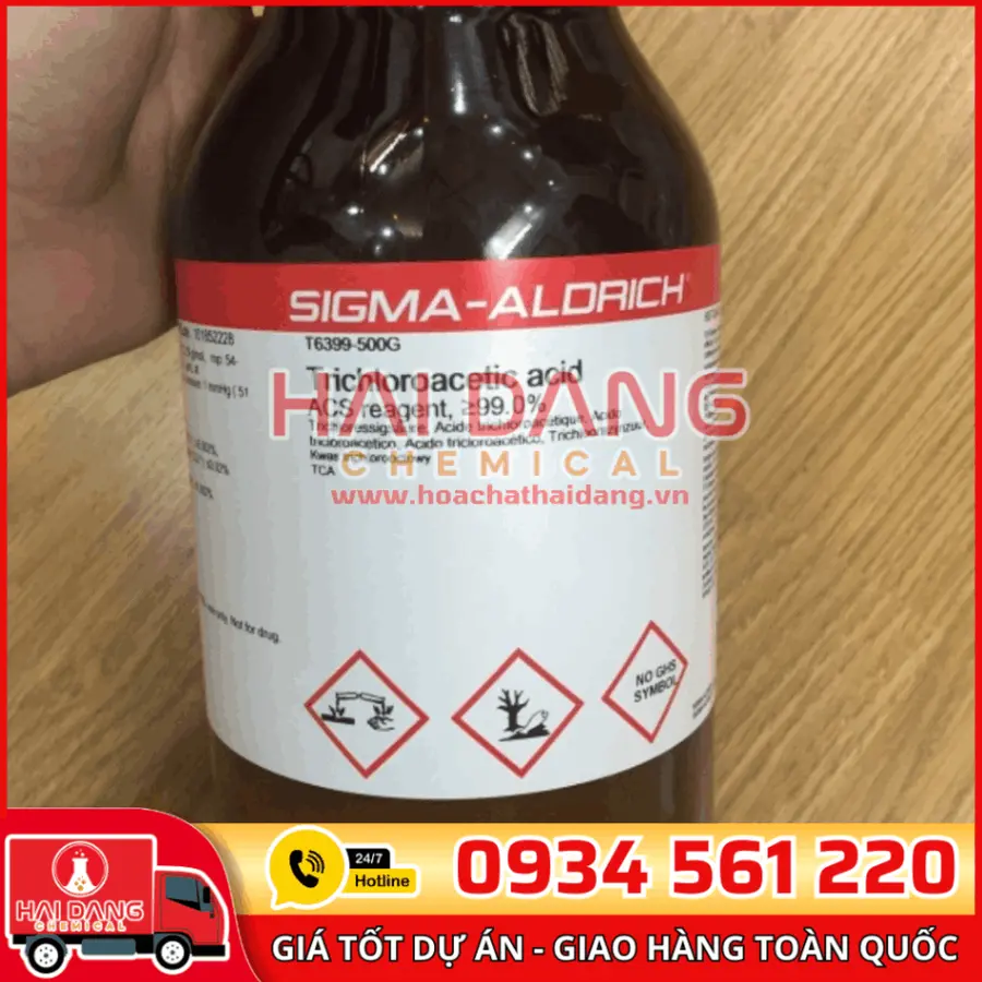 Trichloroacetic acid ACS reagent, ≥99.0% lọ 500g, hãng Sigma