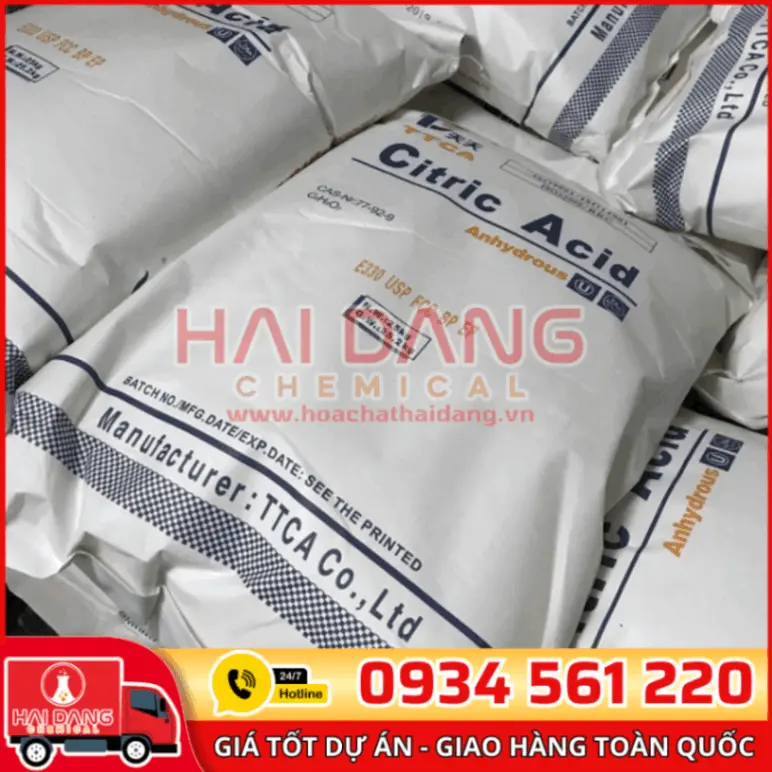 Acid Citric Anhydrous 99% C₆H₈O₇ Trung Quốc