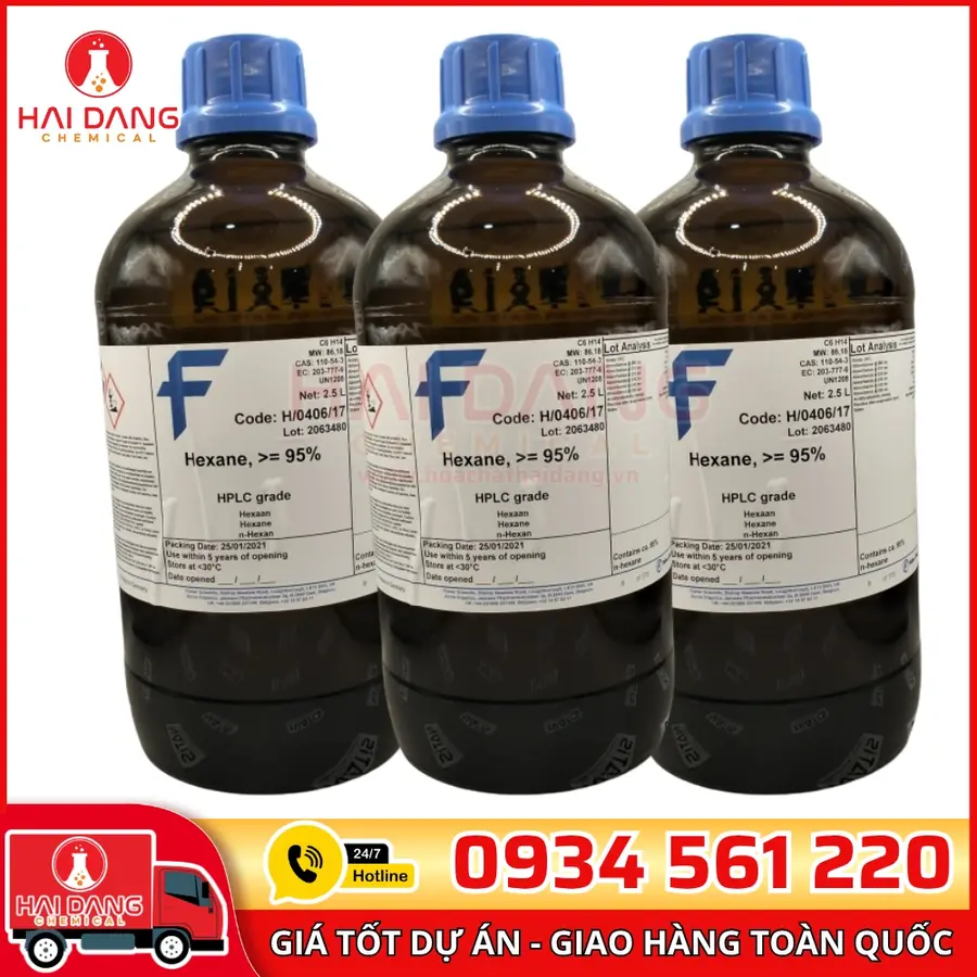 Hexane HPLC  lọ 2.5ll, hãng Fisher