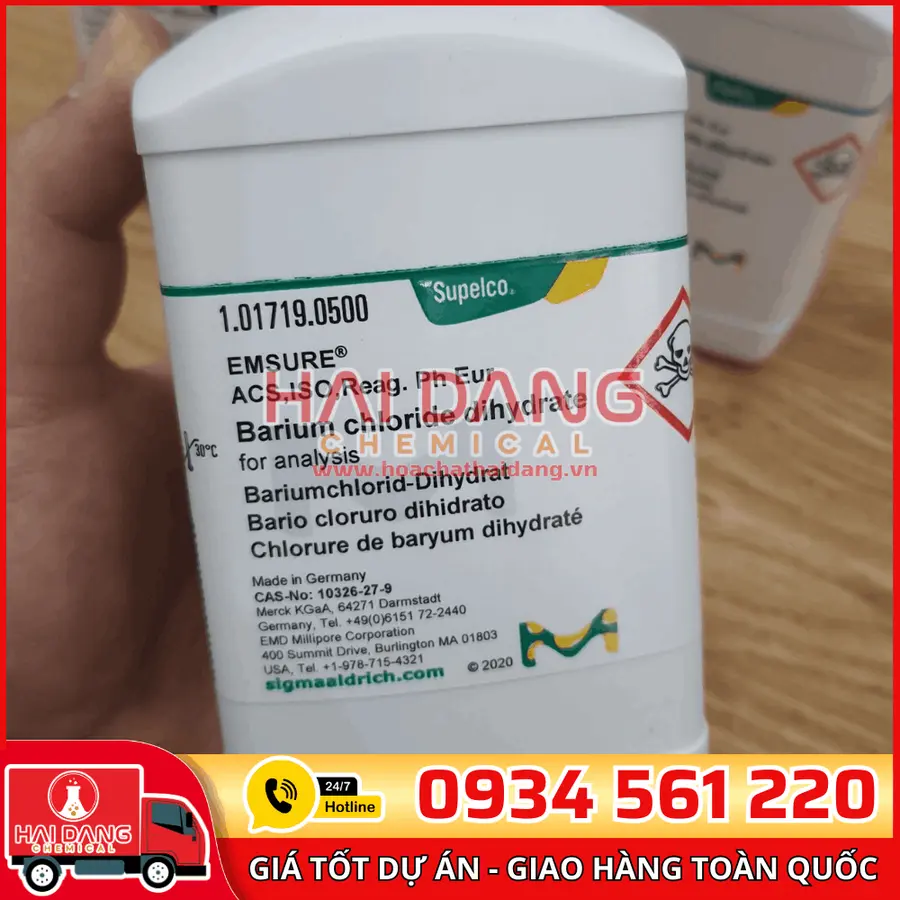 Barium chloride dihydrate lọ 500g - Merck
