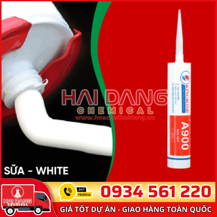 Keo Silicone Axit Kingbond A900 – Dán Kính, Trám Khe, Chống Thấm