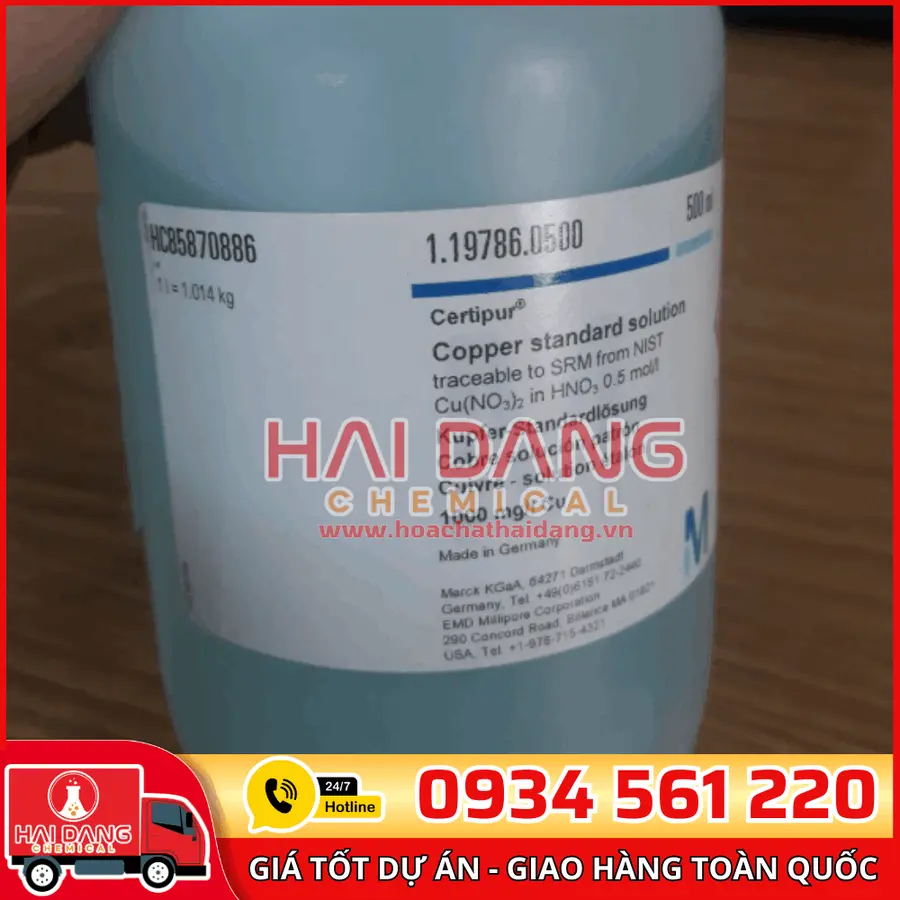 Dung dịch chuẩn Đồng (Cu) 1000 mg/L lọ 500ml - Merck