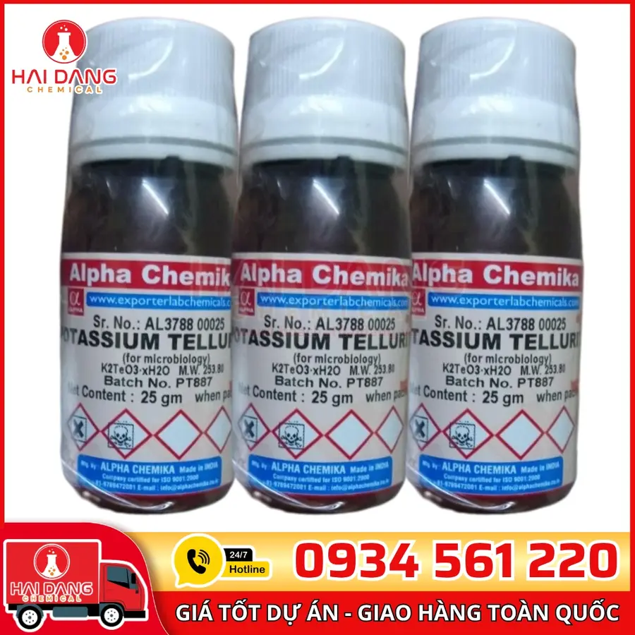 Potassium Tellurite (for microbiology)  lọ 25g, hãng Alpha Chemika