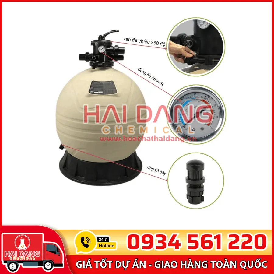 Bình Lọc Cát Bể Bơi Emaux MFV Van Đứng – Lọc Ổn Định, Dễ Dùng