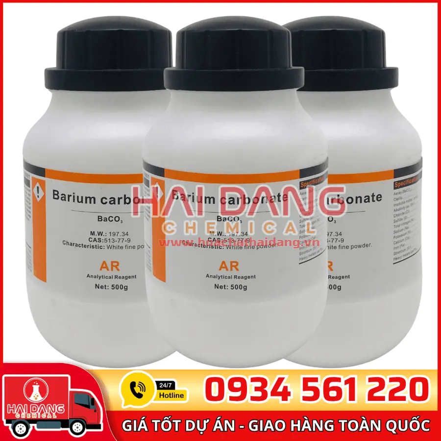 Barium Carbonate BaCO₃, lọ 500g - hãng Xilong