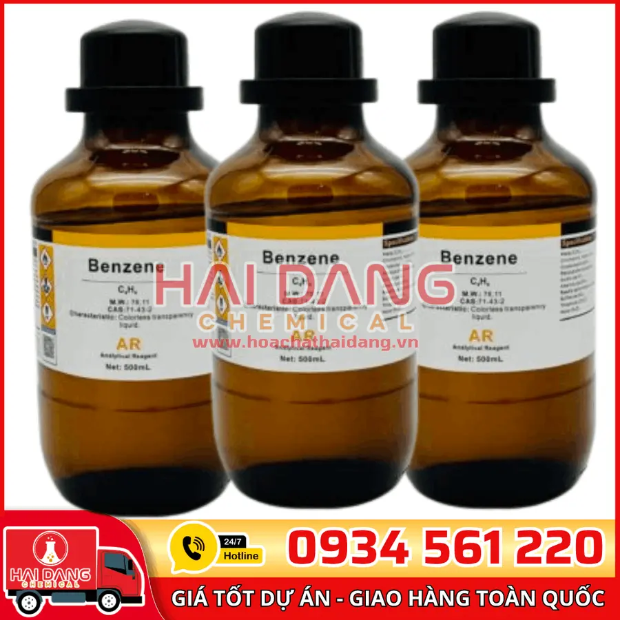 Benzene (Benzen) C₆H₆, lọ 500g - hãng Xilong