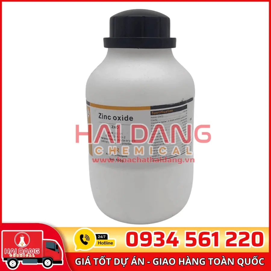 Zinc Oxit 95% ZnO, lọ 500g - hãng Xilong