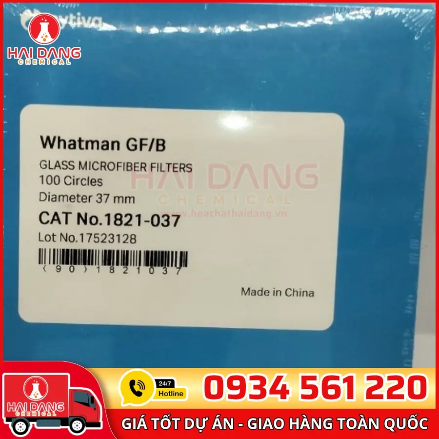Màng lọc sợi thủy tinh GF/B, 1.0um 37mm, 100 cái/ hộp, MH: 1821-037 - Hãng Whatman