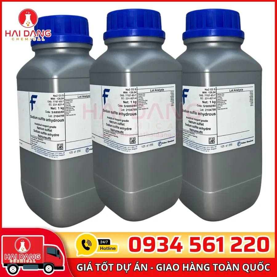 Sodium Sulfite Anhydrous lọ 1kg, hãng Fisher