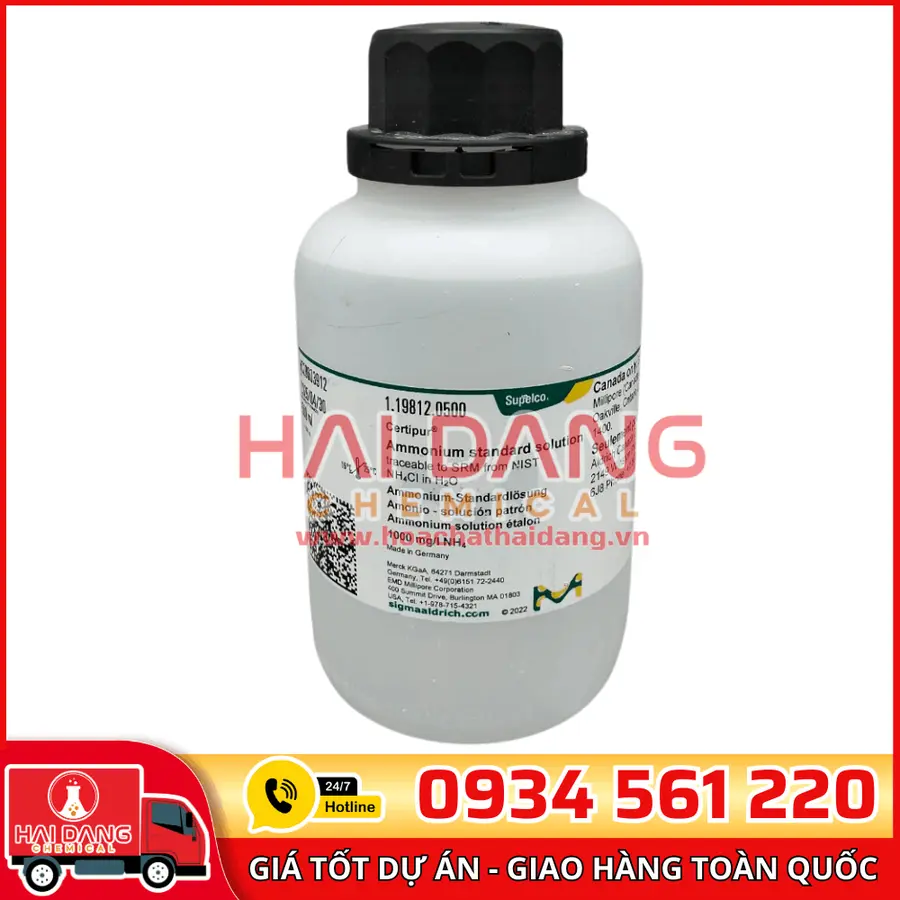 Dung dịch chuẩn Ammonium (NH₄⁺) 1000 mg/L lọ 500ml - Merck