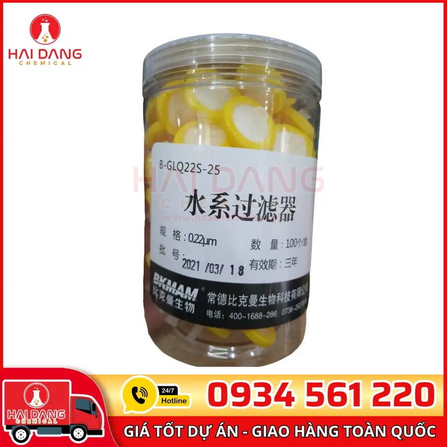 Đầu lọc PTFE (Hydrophilic) 0.45µm, đường kính 25mm, mã C0000645, hãng ALWSCI – Trung Quốc