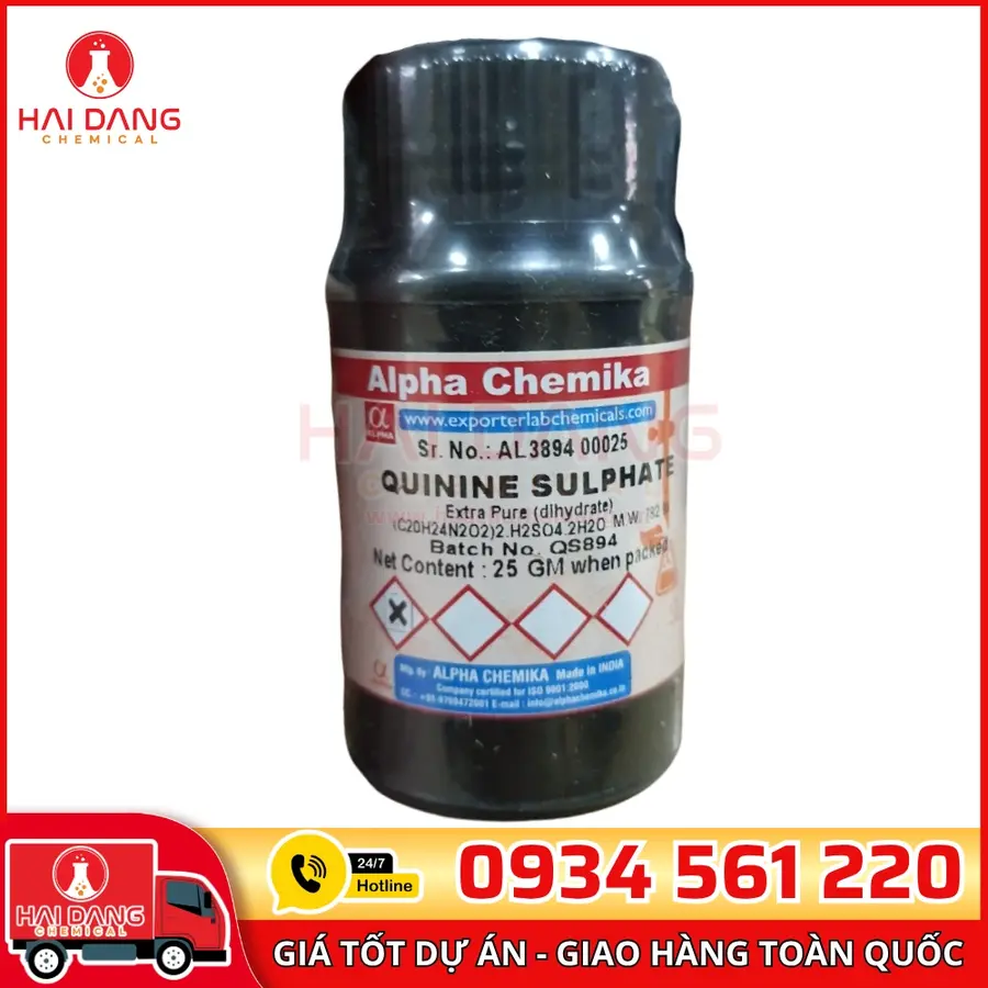Quinine Sulphate lọ 25g, hãng Alpha Chemika