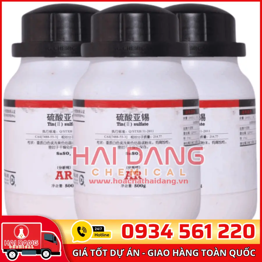Tin(II) Sulfate SnSO₄, lọ 500g - hãng Xilong