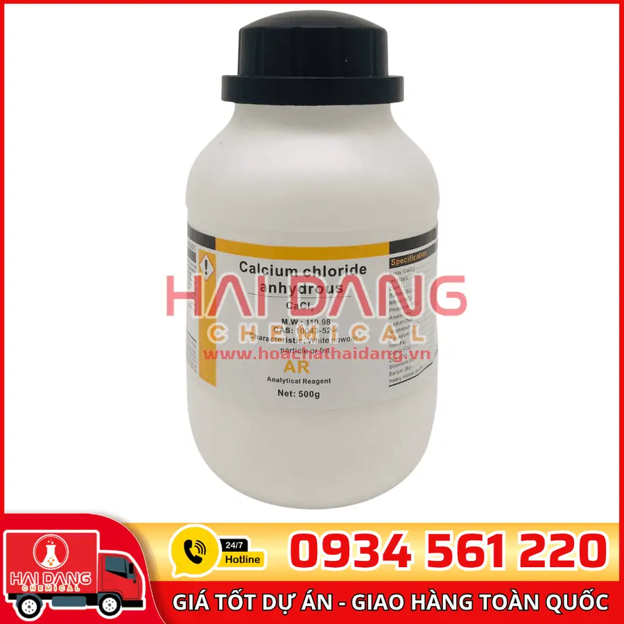 Calcium Chloride CaCl₂, lọ 500g - hãng Xilong